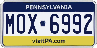 PA license plate MOX6992