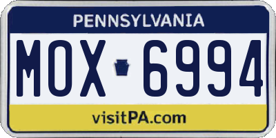 PA license plate MOX6994
