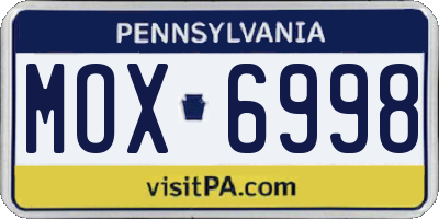 PA license plate MOX6998