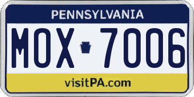 PA license plate MOX7006