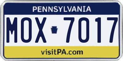 PA license plate MOX7017