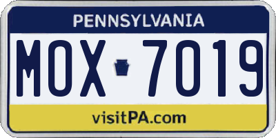 PA license plate MOX7019