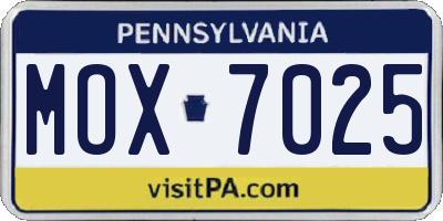 PA license plate MOX7025
