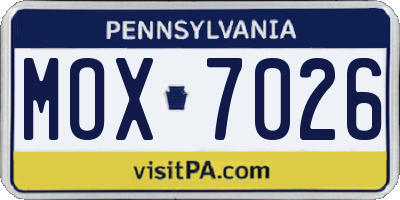 PA license plate MOX7026