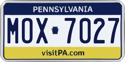 PA license plate MOX7027