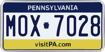 PA license plate MOX7028