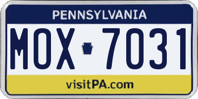 PA license plate MOX7031