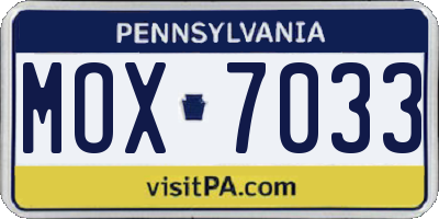 PA license plate MOX7033