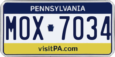 PA license plate MOX7034