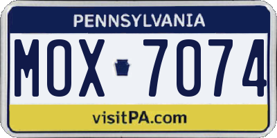 PA license plate MOX7074