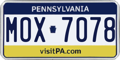 PA license plate MOX7078