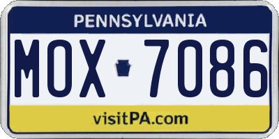 PA license plate MOX7086