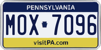 PA license plate MOX7096