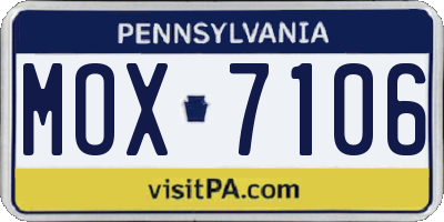PA license plate MOX7106