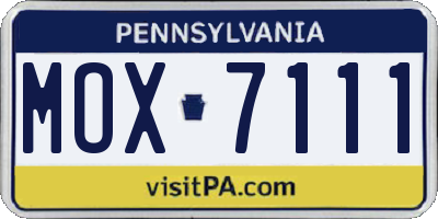 PA license plate MOX7111