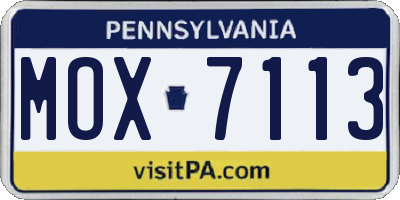 PA license plate MOX7113