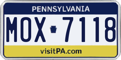 PA license plate MOX7118