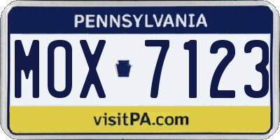 PA license plate MOX7123