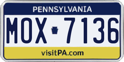 PA license plate MOX7136