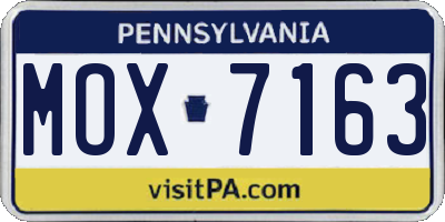 PA license plate MOX7163