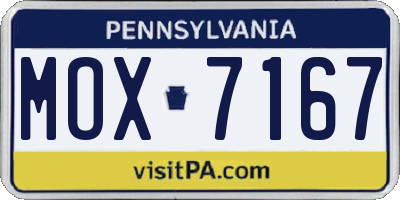 PA license plate MOX7167