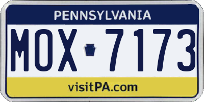 PA license plate MOX7173
