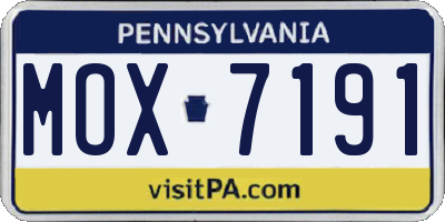 PA license plate MOX7191