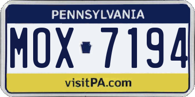 PA license plate MOX7194