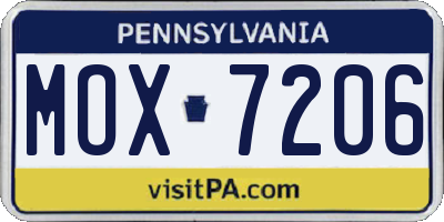 PA license plate MOX7206