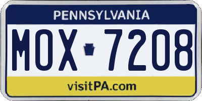 PA license plate MOX7208