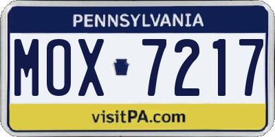 PA license plate MOX7217