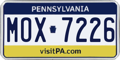 PA license plate MOX7226