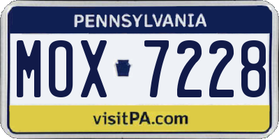 PA license plate MOX7228