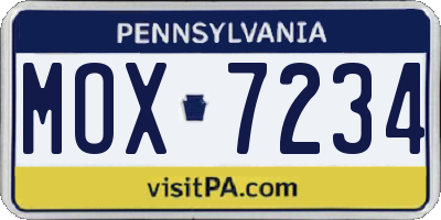 PA license plate MOX7234