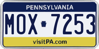 PA license plate MOX7253