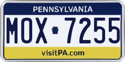 PA license plate MOX7255