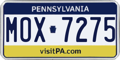 PA license plate MOX7275