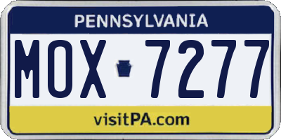 PA license plate MOX7277