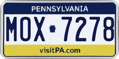 PA license plate MOX7278