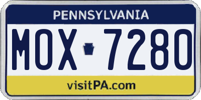 PA license plate MOX7280