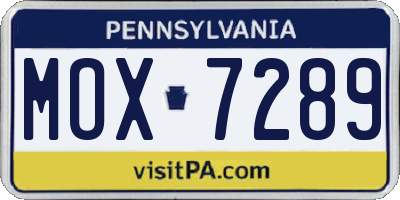 PA license plate MOX7289