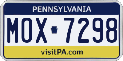 PA license plate MOX7298