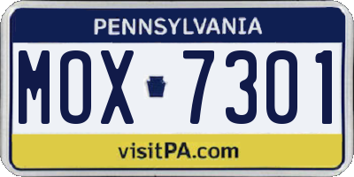 PA license plate MOX7301