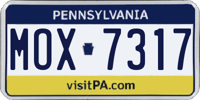 PA license plate MOX7317