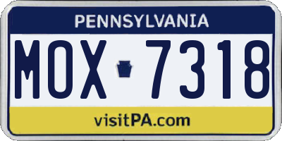 PA license plate MOX7318