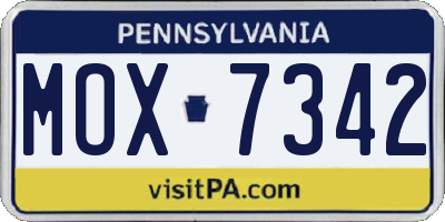 PA license plate MOX7342