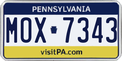 PA license plate MOX7343