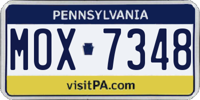 PA license plate MOX7348