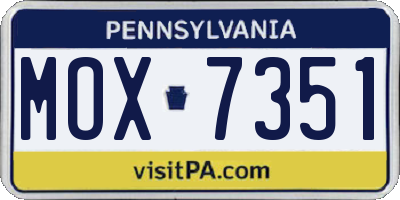 PA license plate MOX7351