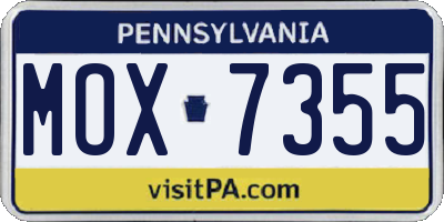 PA license plate MOX7355